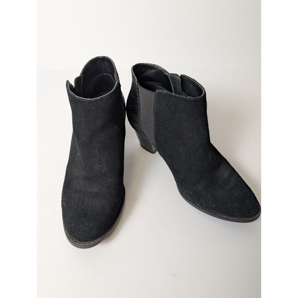 Vionic Womens Shoes Anne Black Ankle Suede Snake Embossed Booties Size 6 Zip